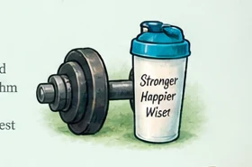 Dumbbell and protein shaker illustration