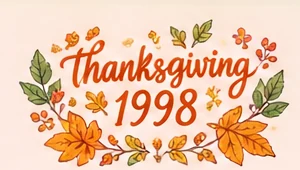 Thanksgiving 1998 illustration with autumn leaves